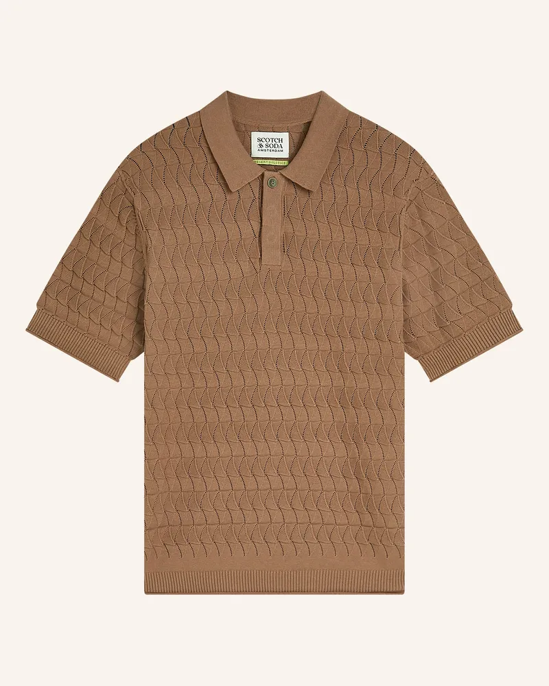 Scotch&Soda Strick-Poloshirt Regular Fit braun Camel