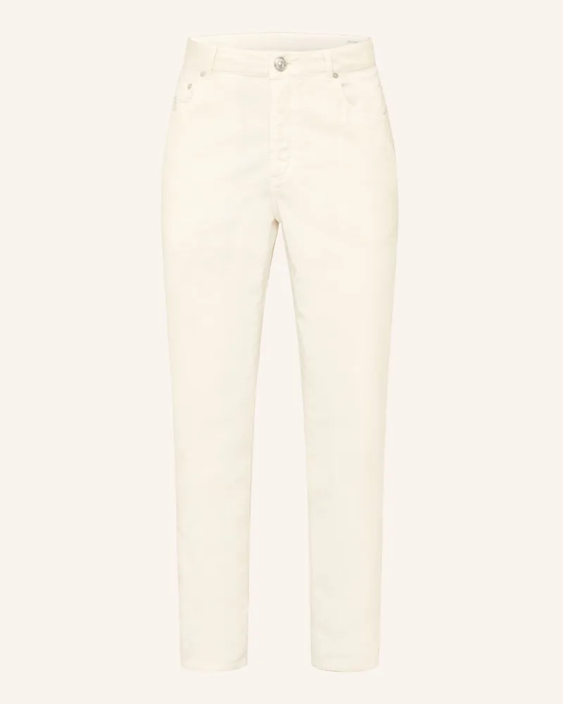 Brunello Cucinelli Cordhose Slim Fit weiss Creme