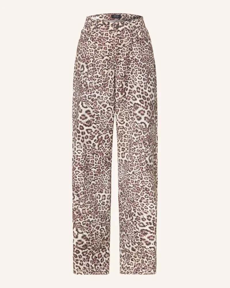 Marc Cain Wide Leg Jeans Warri Mit Schmucksteinen rot Ecru