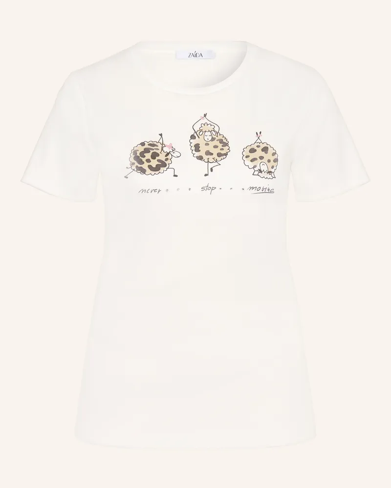 ZAíDA T-Shirt Mit Schmucksteinen beige Weiss