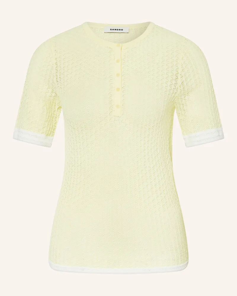 Sandro T-Shirt aus Spitze Hellgelb