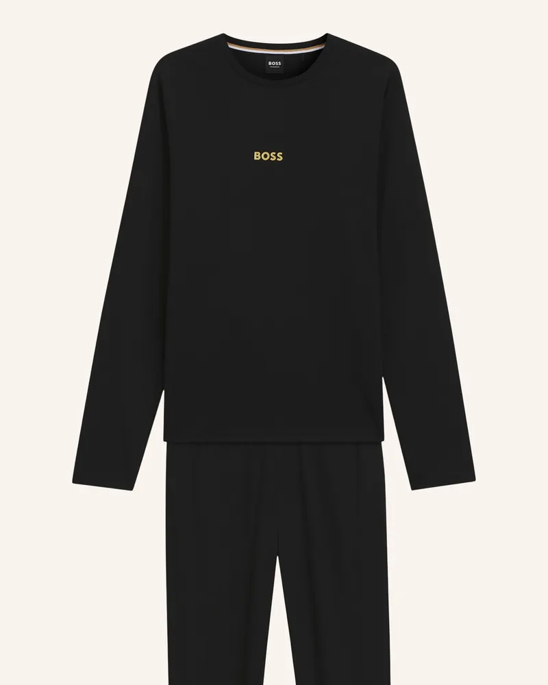 HUGO BOSS Pyjama-Set Xmas Long Set Regular Fit schwarz Schwarz