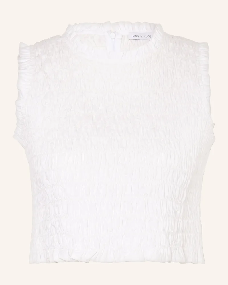 Mrs & HUGS Cropped-Top weiss Weiss