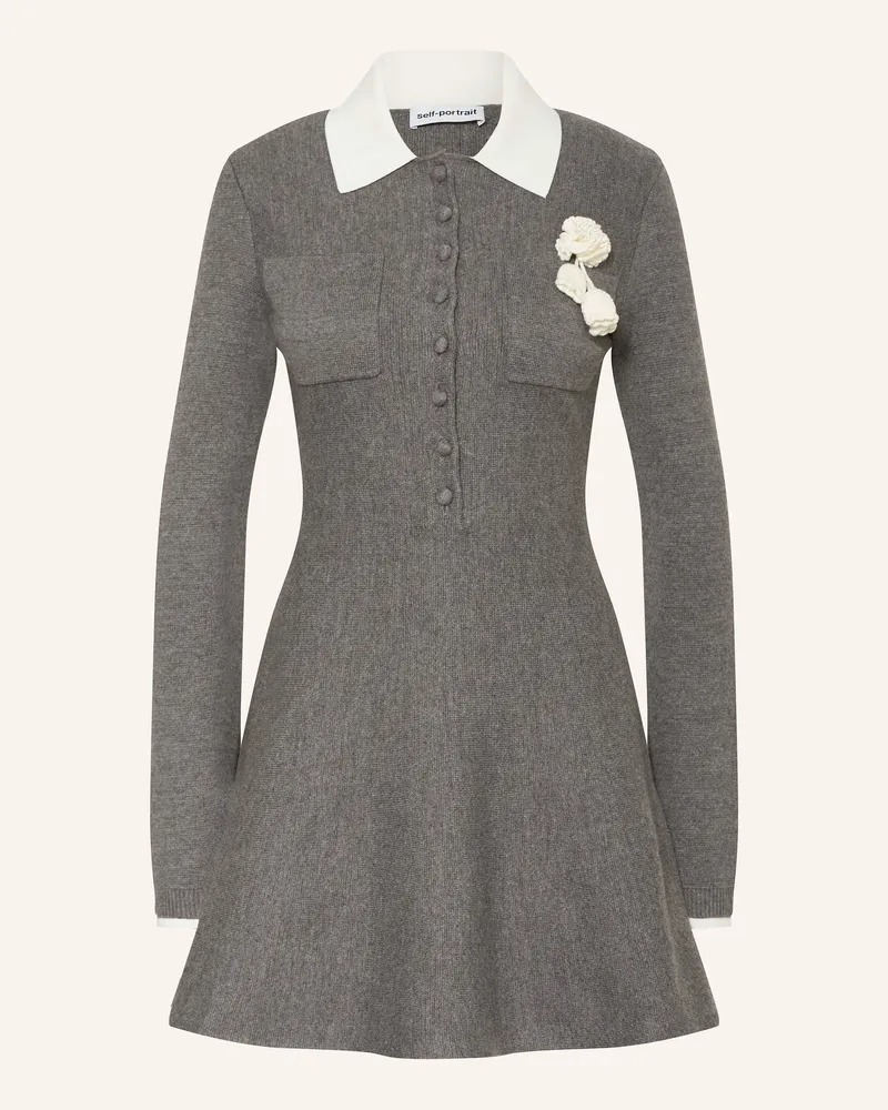 Self-Portrait Strickkleid Grau