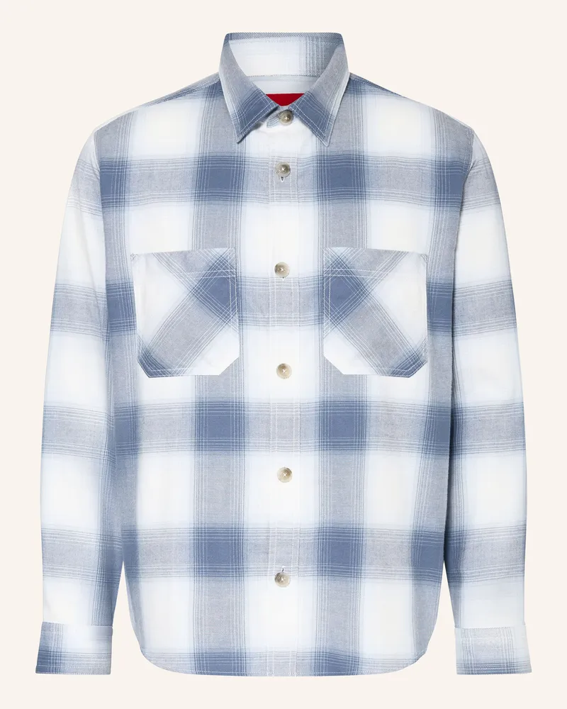 HUGO BOSS Flanell-Overshirt Erato blau Weiss