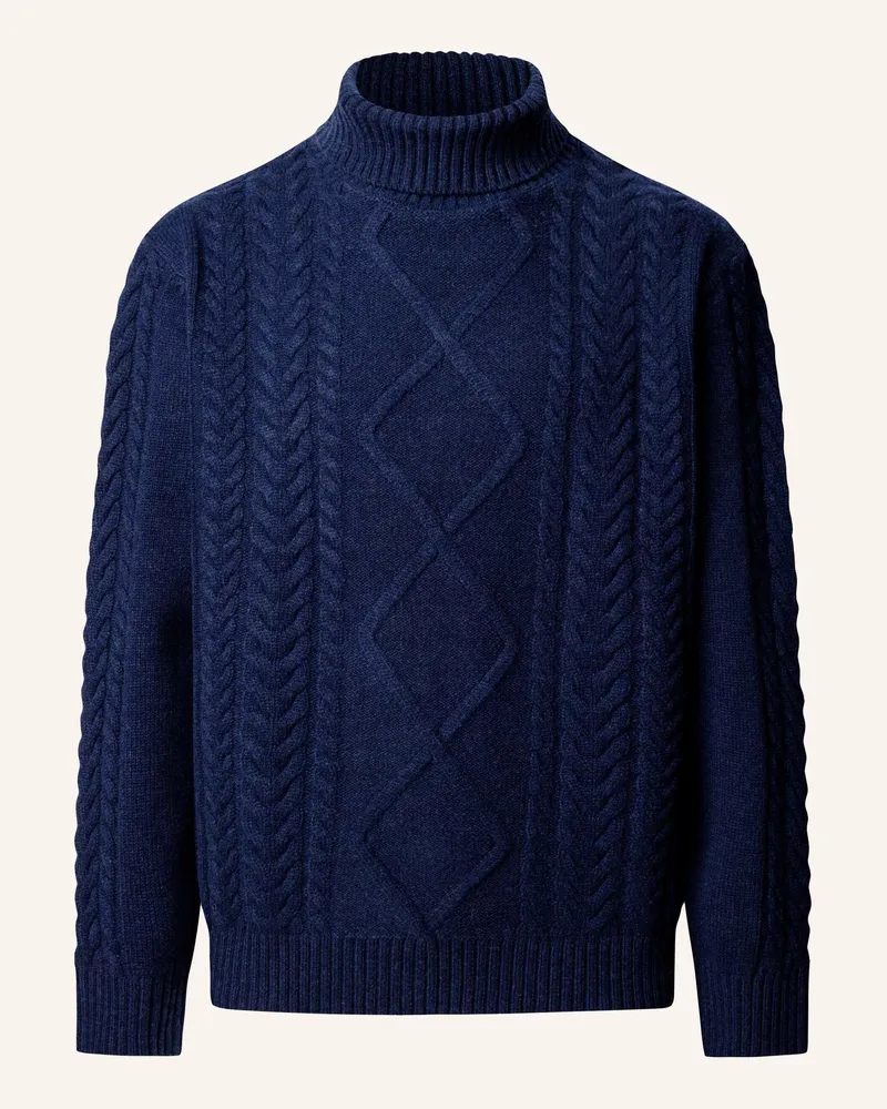 Hackett Pullover Argyle Cable Roll Nk blau Blau