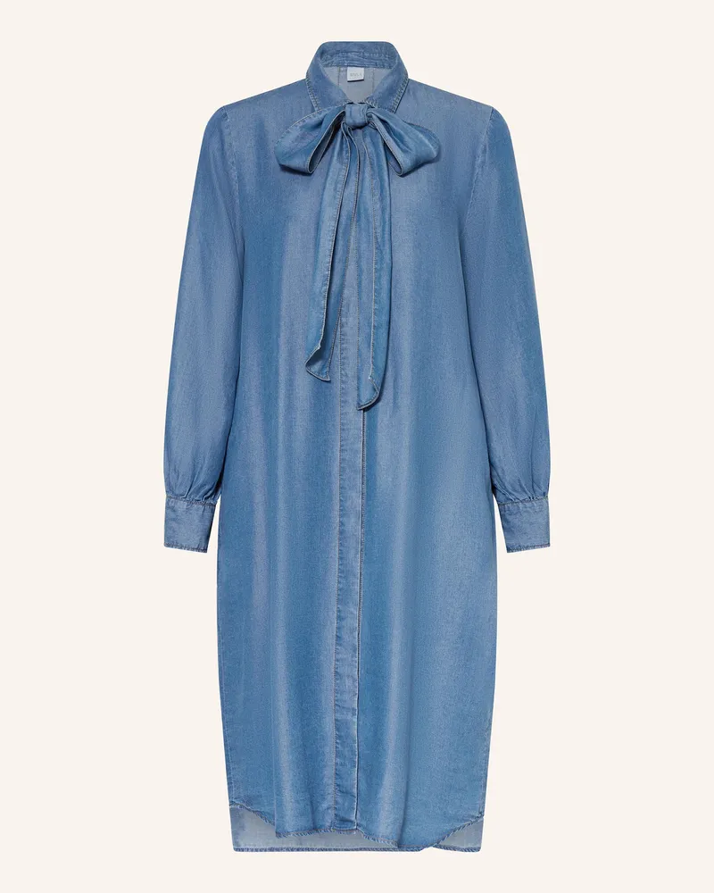 Eterna Hemdblusenkleid in Jeansoptik mit abnehmbarer Schluppe Blau