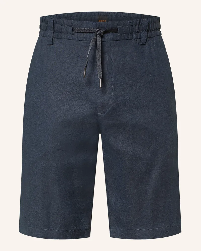 HUGO BOSS Chinoshorts Chino Tapered Fit Mit Leinen beige Dunkelblau