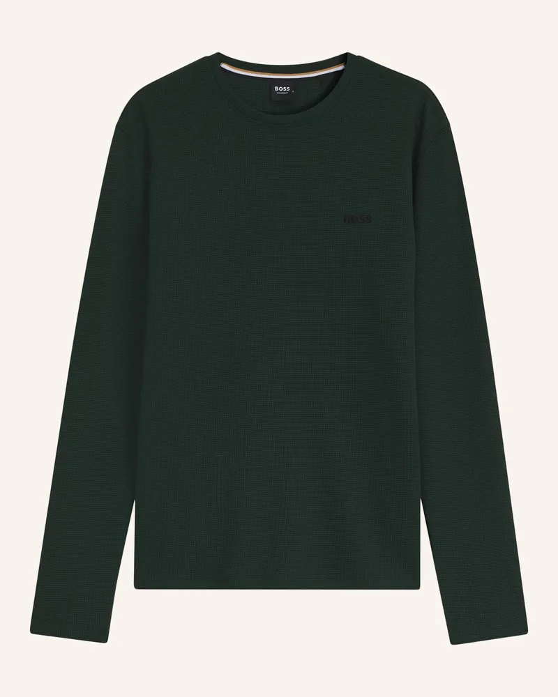 HUGO BOSS Schlafshirt Waffle gruen Dunkelgrün