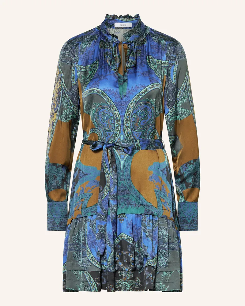 Reiss Satinkleid KAISLEY mit Rüschen Blau