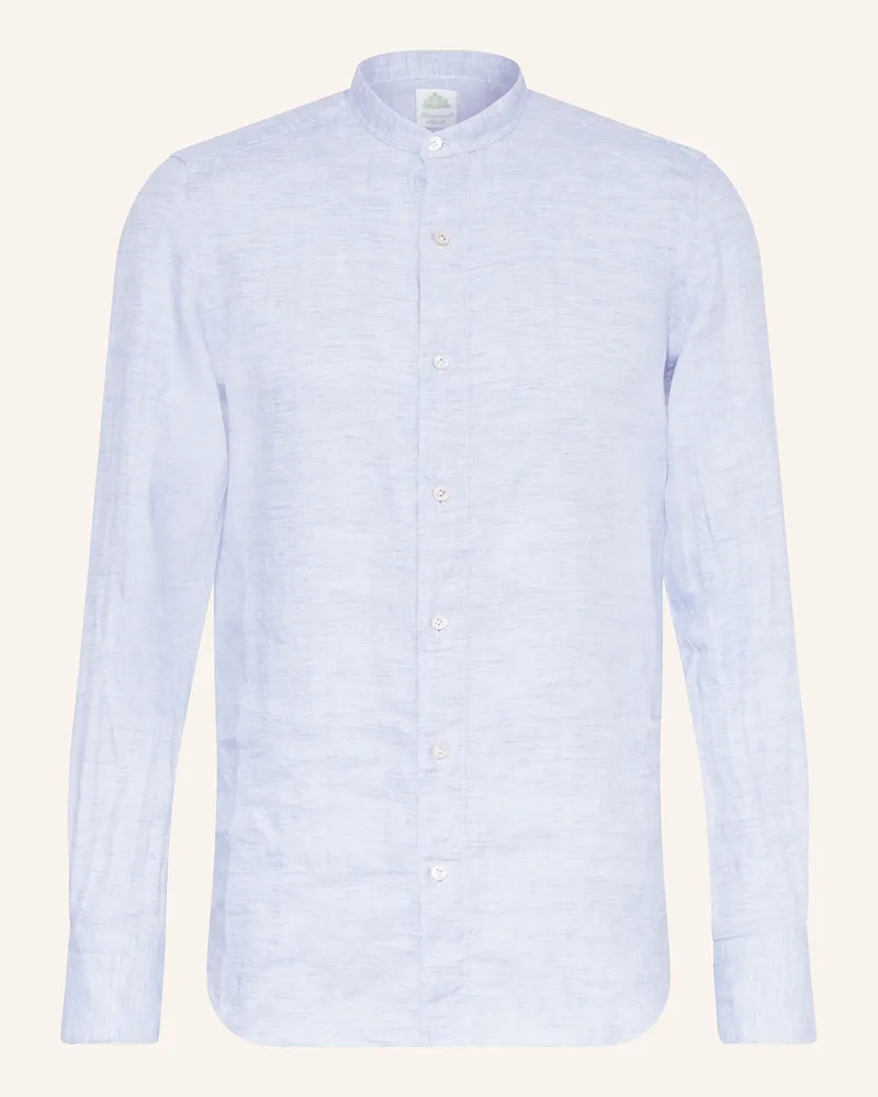 Finamore 1925 Leinenhemd TOKYO LORENZO Slim Fit mit Stehkragen Hellblau