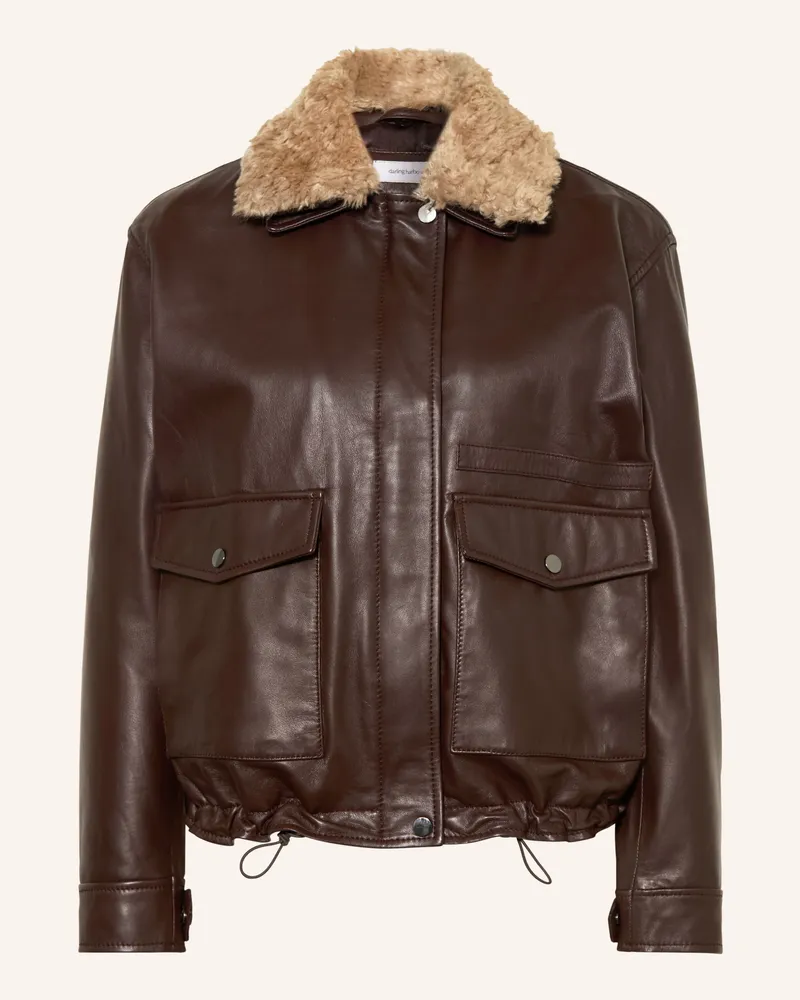 Darling Harbour Lederjacke Mit Kunstfell braun Maroon