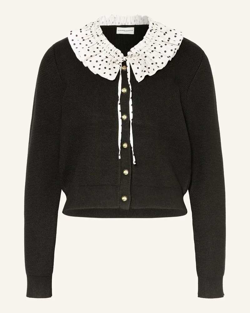 Claudie Pierlot Strickjacke mit abnehmbarem Kragen Schwarz
