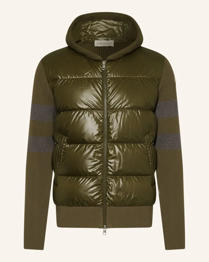 Moncler Daunenjacke im Materialmix Gruen