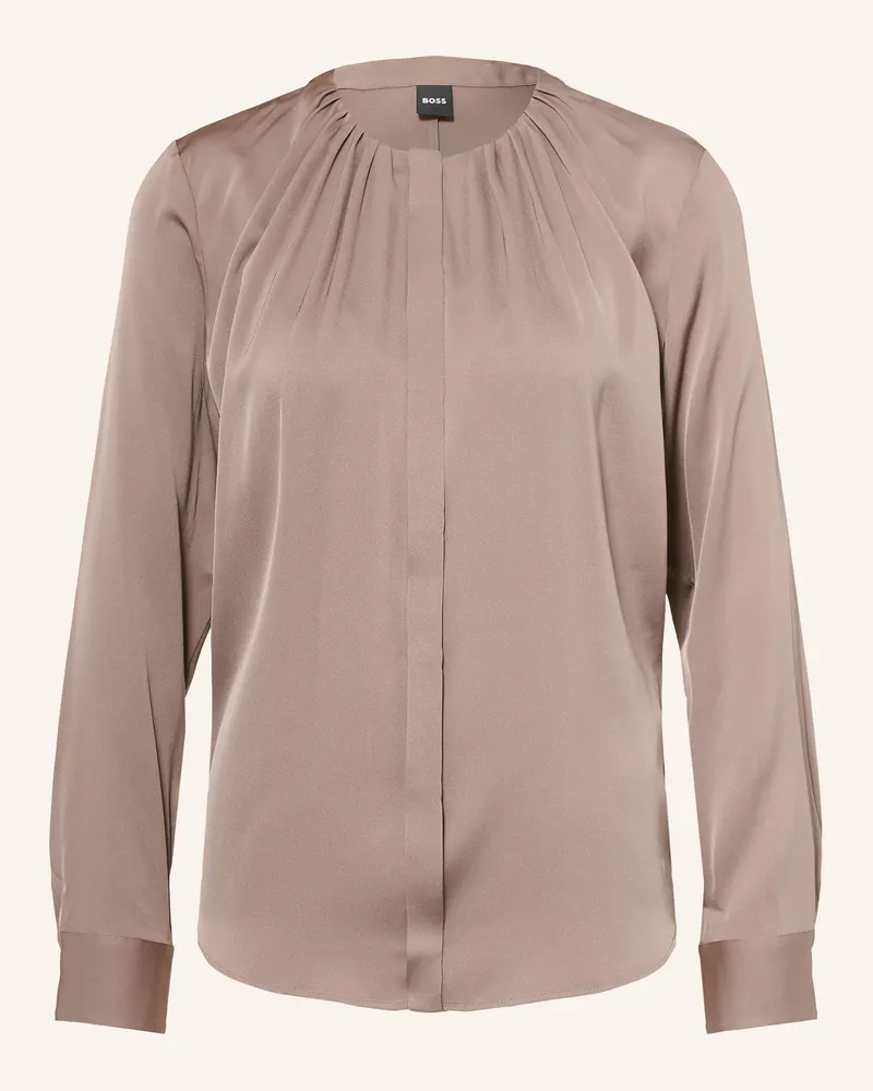 HUGO BOSS Bluse Banorah Mit Seide beige Braun