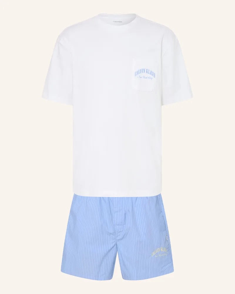 Calvin Klein Shorty-Schlafanzug blau Weiss