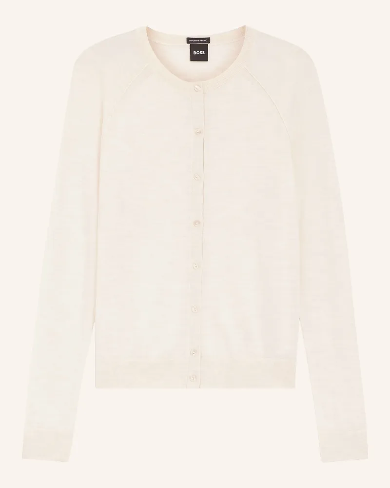 HUGO BOSS Strickjacke Fonami weiss Creme