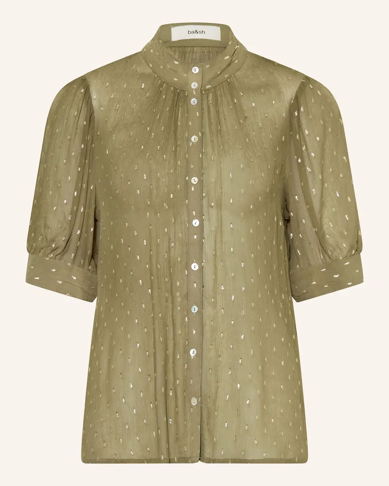 ba&sh Bluse MIMI mit Glitzergarn Oliv