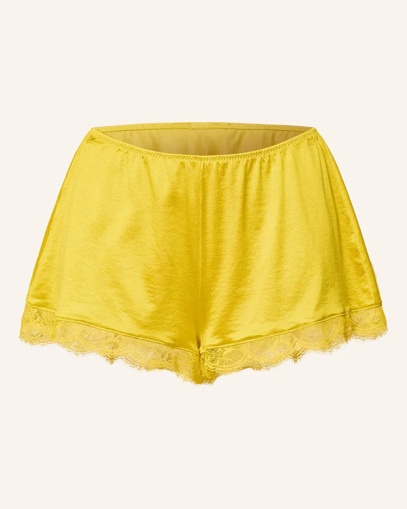 Mey Schlafshorts Serie SHINE LACE mit Spitze Dunkelgelb