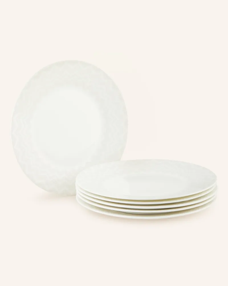 Missoni Home 6er-Set Dessertteller Zig Zag weiss Creme