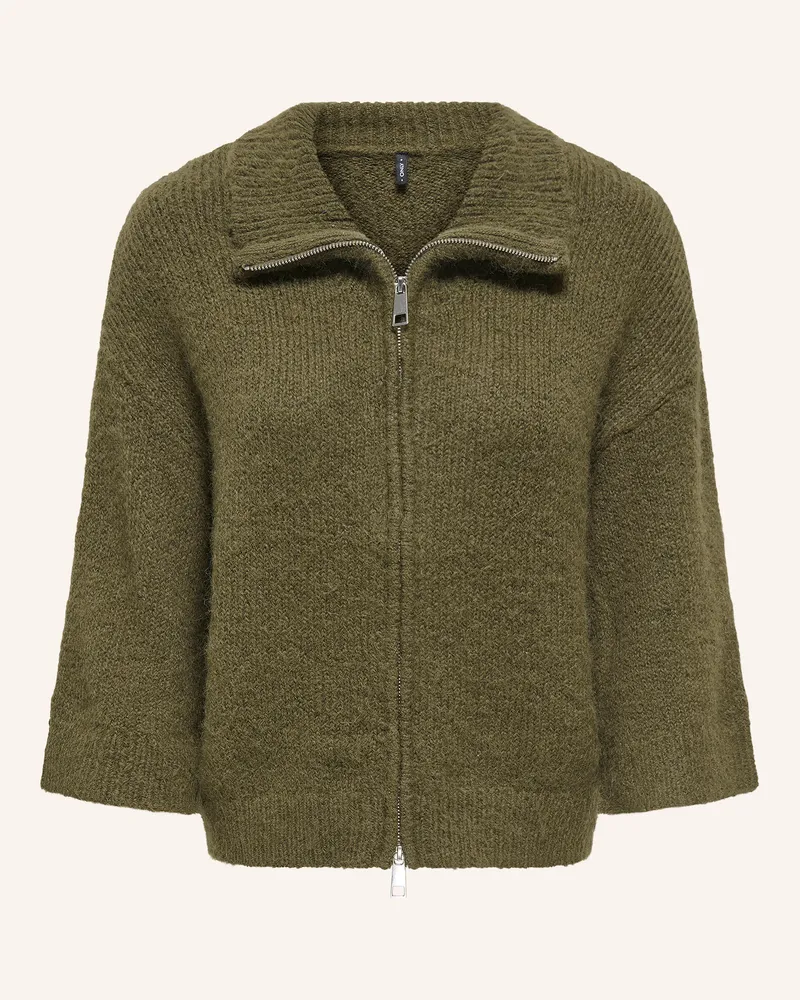 only Strickjacke Mit 3/4-Arm gruen Khaki