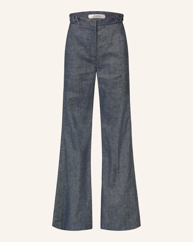 Dorothee Schumacher Flared Jeans Fluid Denim Mit Leinen blau 887
