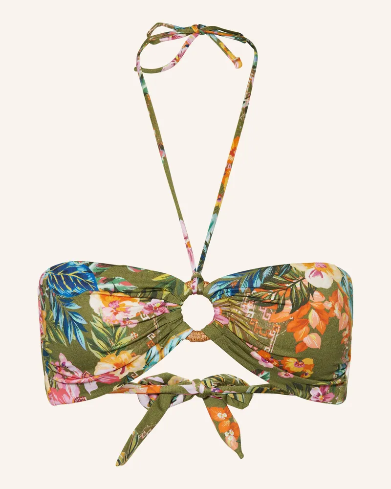 watercult Bandeau-Bikini-Top SUNSET FLORALS Oliv