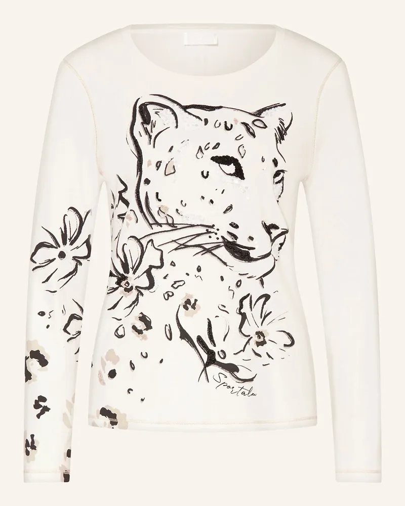 Sportalm Longsleeve mit Pailletten und Schmuckperlen Weiss
