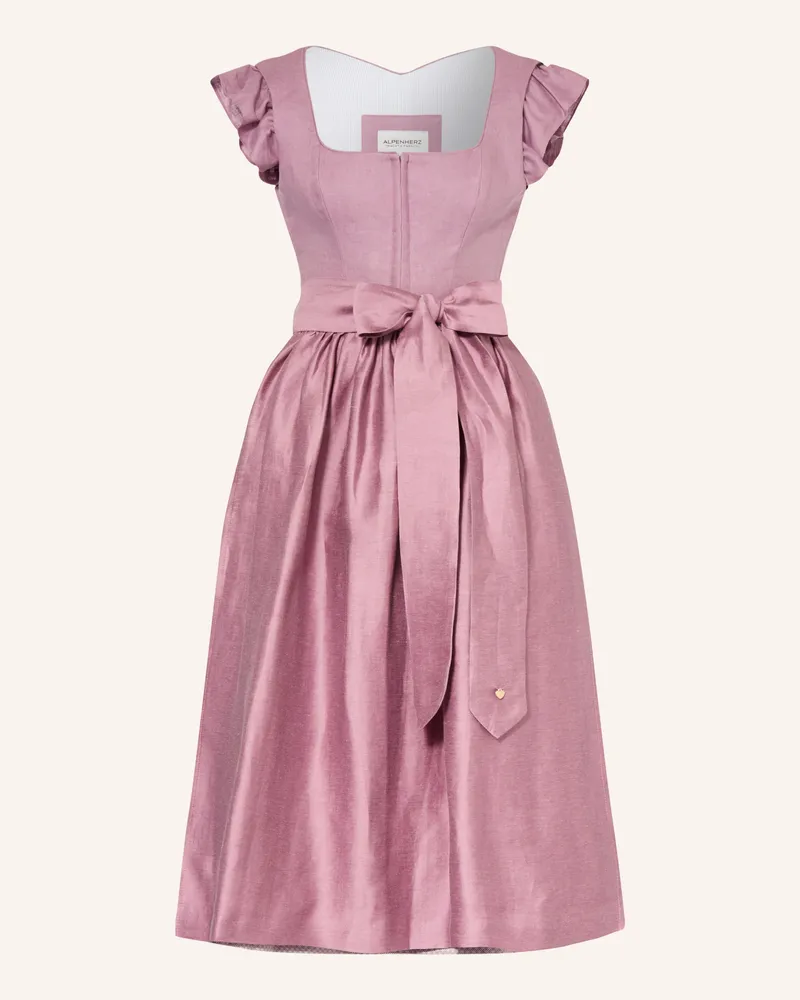 AlpenHERZ Dirndl Marie Mit Leinen Und Rüschen rosa Altrosa