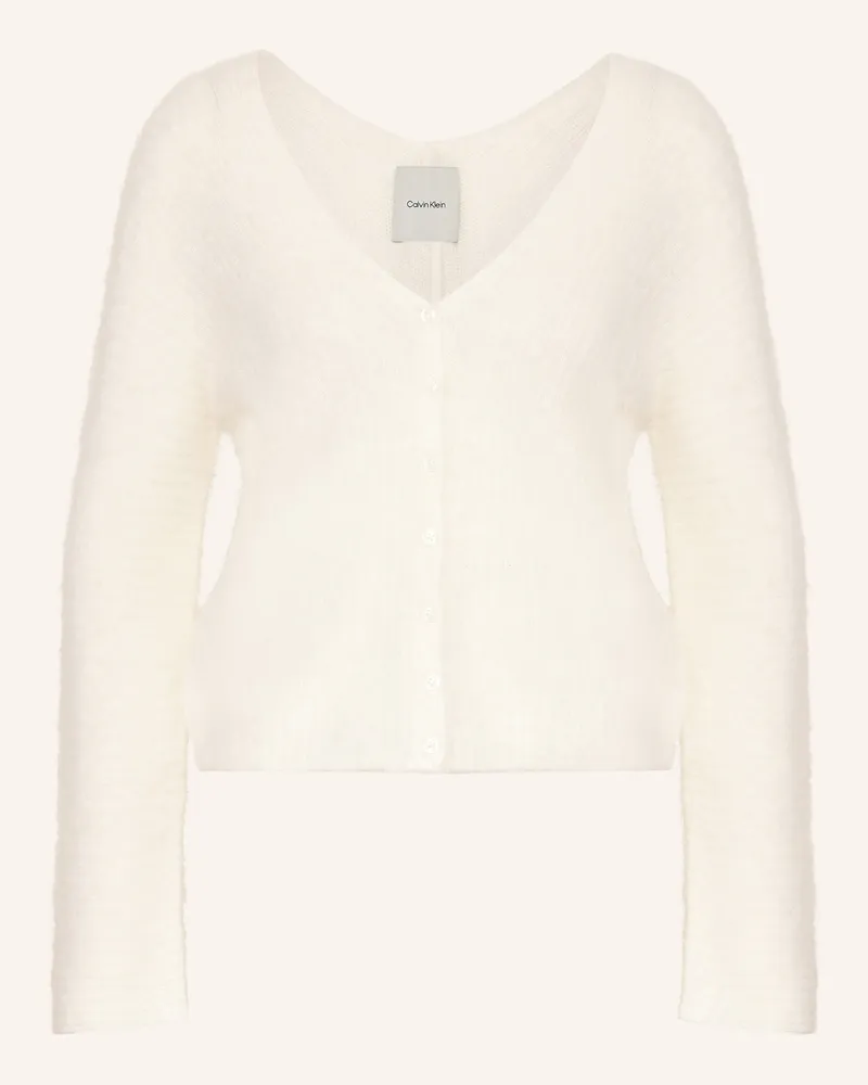 Calvin Klein Strickjacke mit Alpaka Weiss