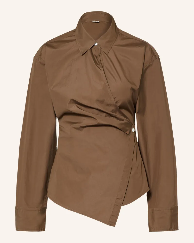 Arket Hemdbluse In Wickeloptik braun Braun