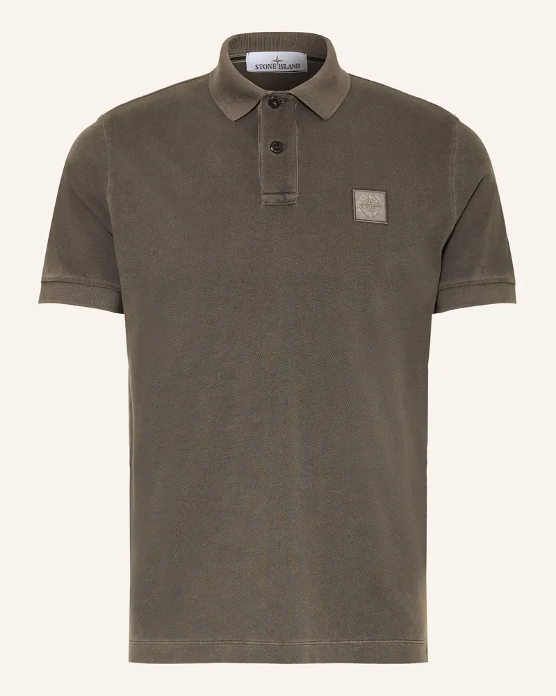 Stone Island Piqué-Poloshirt Slim Fit grau Dunkelgrau