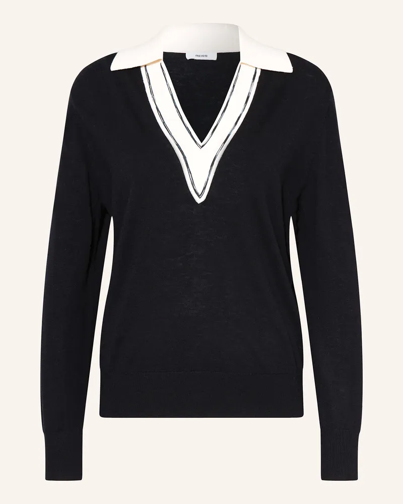 Reiss Strick-Poloshirt Dunkelblau