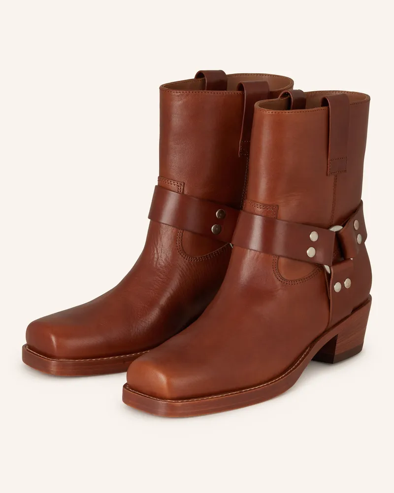 Paris Texas Biker Boots ROXY mit Nieten Braun