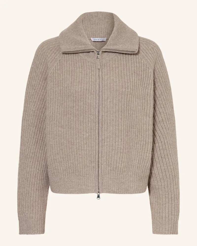 Mrs & HUGS Strickjacke Mit Cashmere beige Taupe