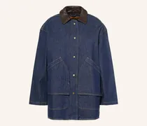 Jeansjacke Mit Leder blau