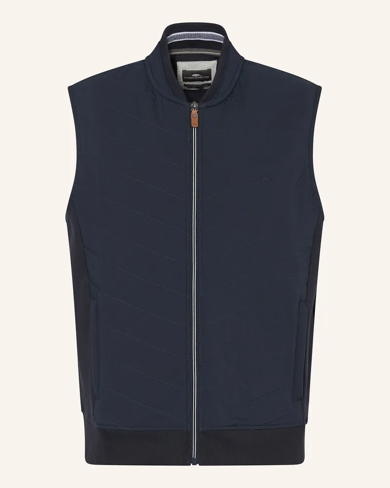 Fynch-Hatton Weste im Materialmix Dunkelblau