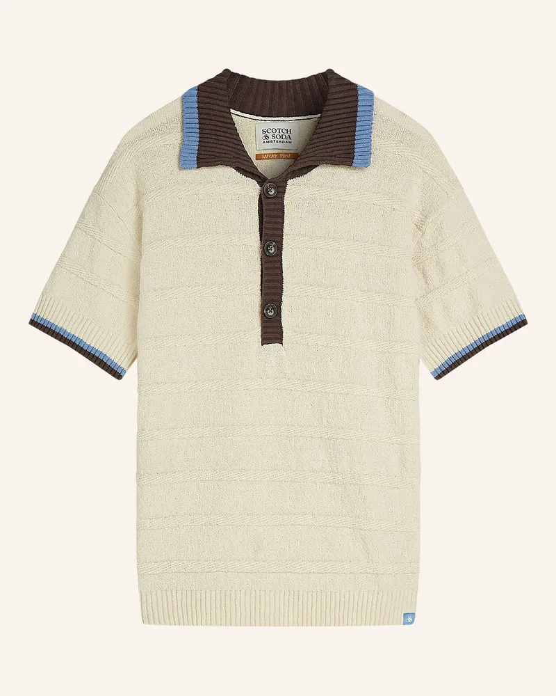 Scotch&Soda Strick-Poloshirt Loose Fit weiss Creme