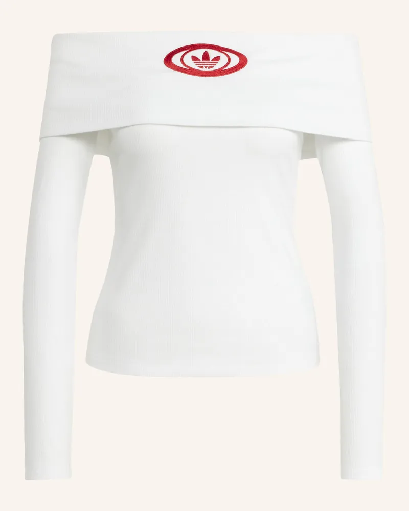 adidas Off-Shoulder-Longsleeve Weiss