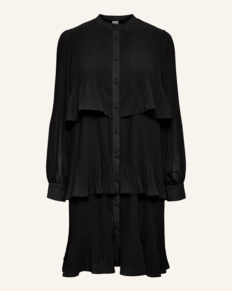 Y.A.S Hemdblusenkleid mit Plissees Schwarz
