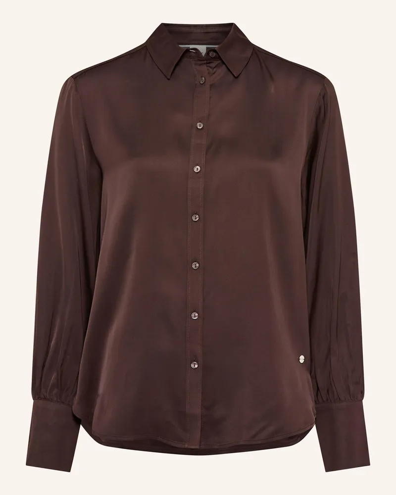 Brax Hemdbluse VIC aus Satin Dunkelbraun