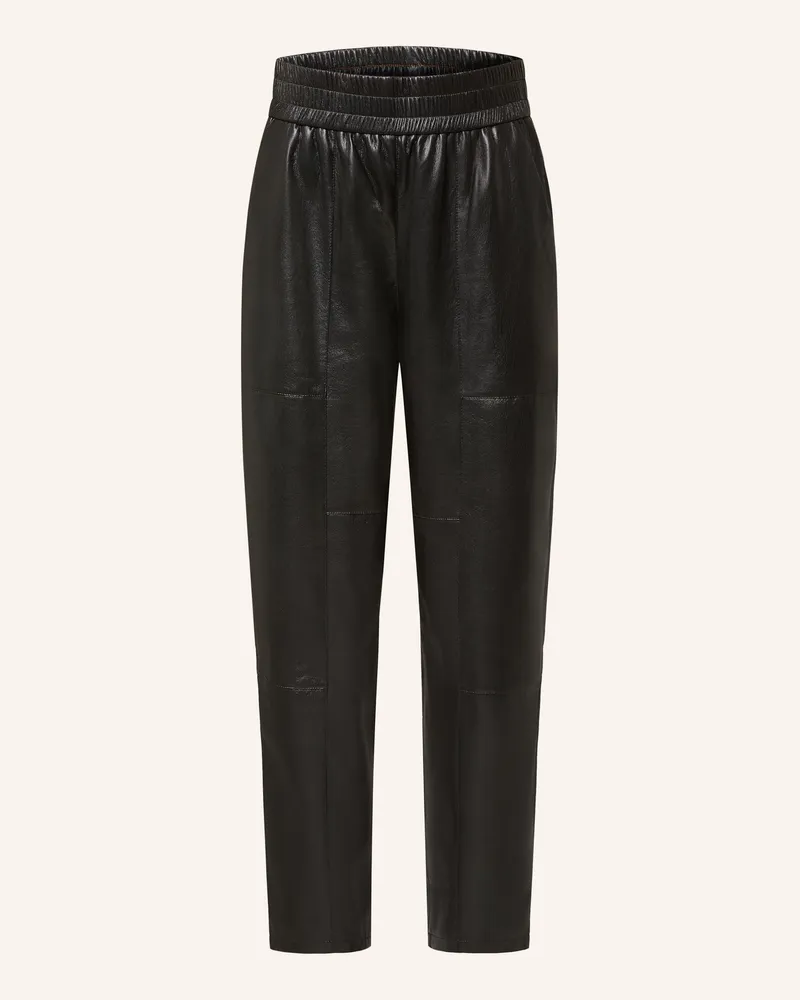 HUGO BOSS Hose TAIYA in Lederoptik Schwarz