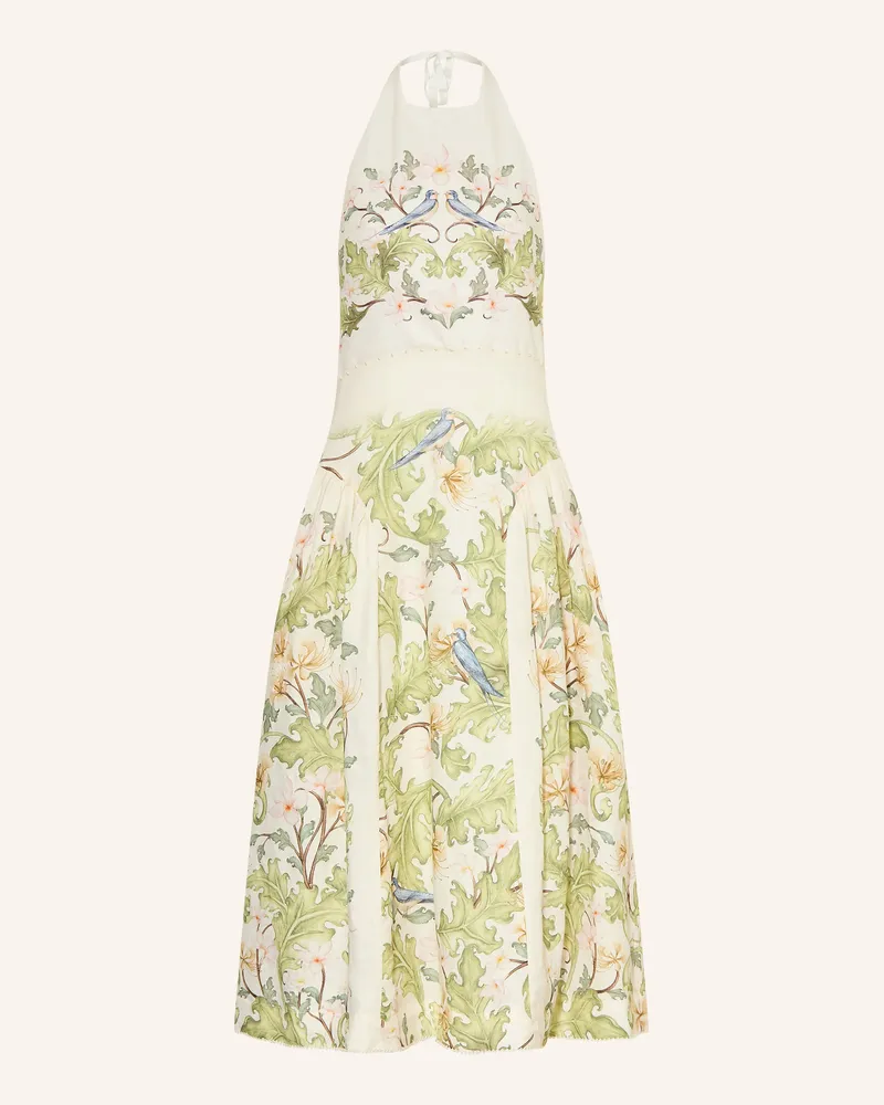 AGUA BENDITA Leinenkleid Balsa Anhelo Mit Schmuckperlen gruen Creme