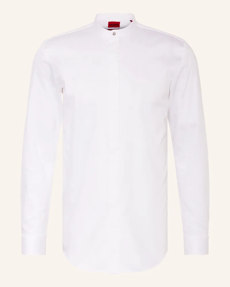 HUGO BOSS Hemd KALEB Slim Fit mit Stehkragen Weiss