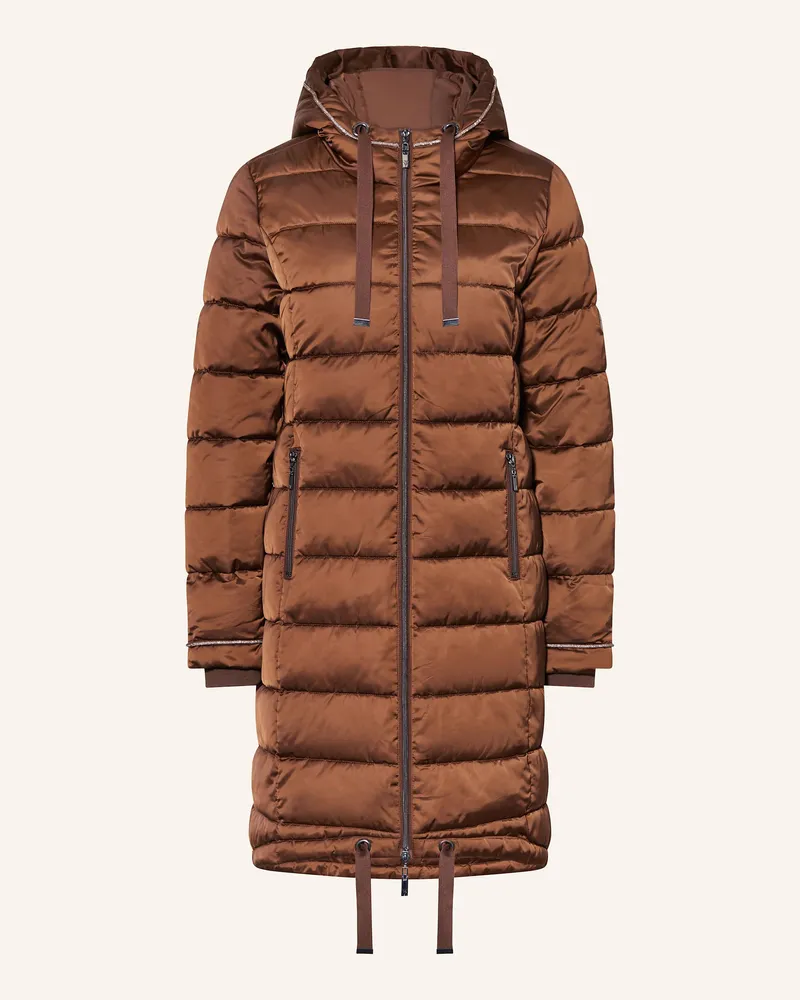 monari Steppmantel Mit Glitzergarn Und Schmucksteinen braun Braun