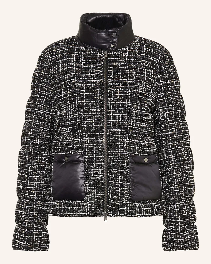 Herno Daunenjacke aus Tweed mit Glitzergarn Dunkelblau