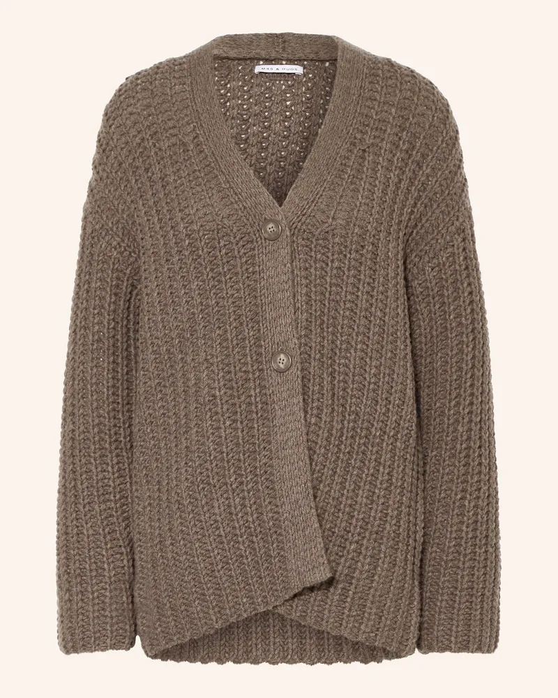 Mrs & HUGS Strickjacke mit Cashmere Dunkelbraun