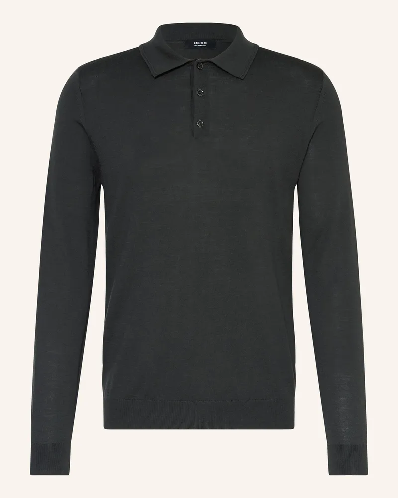 Reiss Strick-Poloshirt Trafford Aus Merinowolle gruen Dunkelgrün