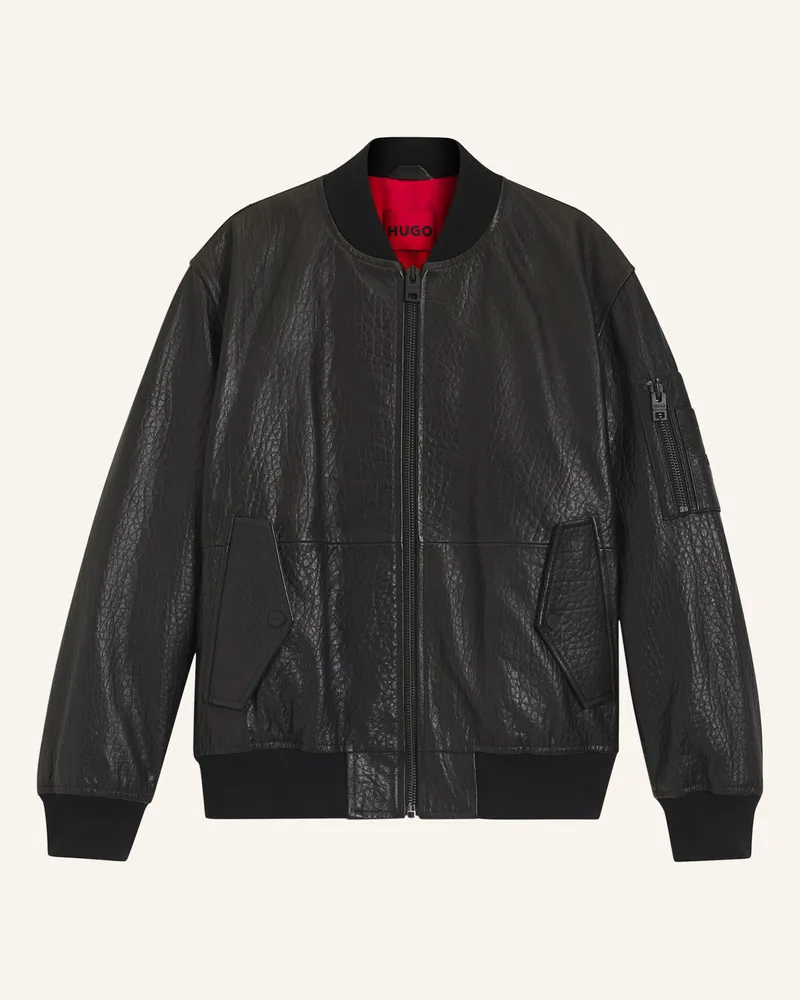 HUGO BOSS Lederjacke LUDE Regular Fit Schwarz