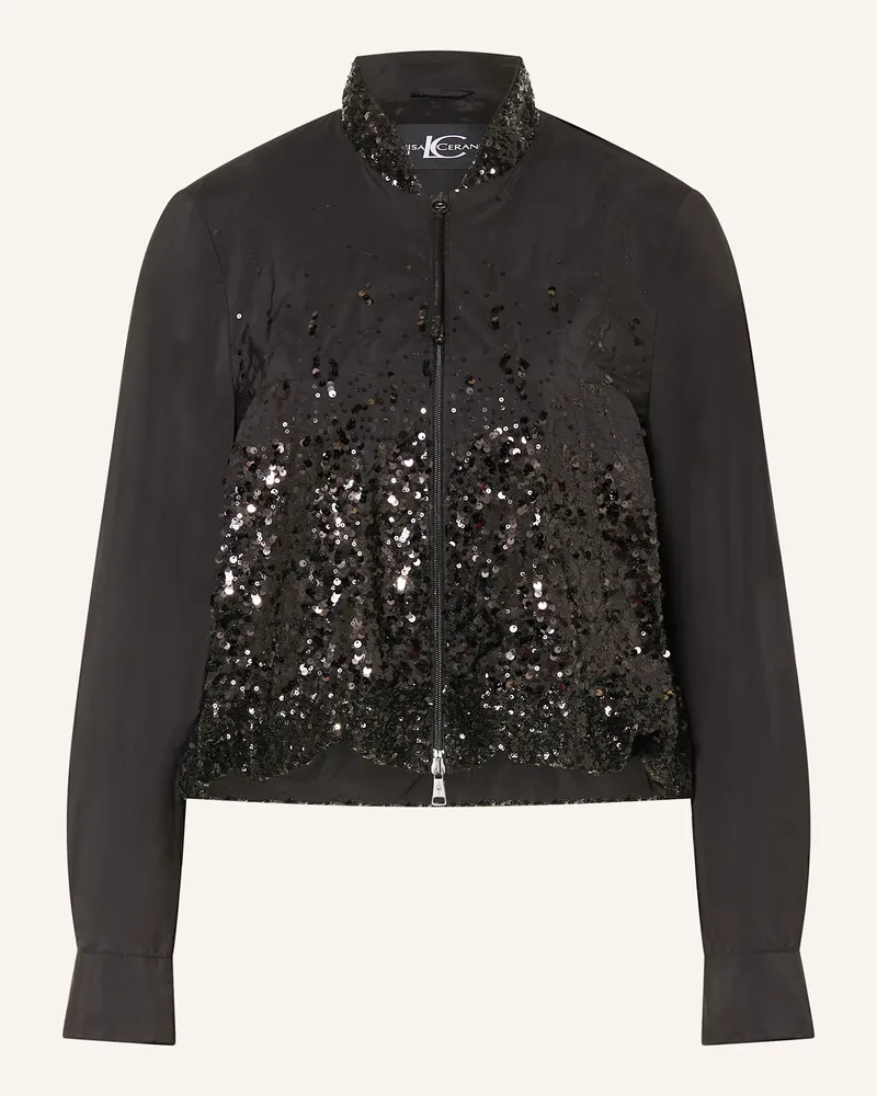 Luisa Cerano Blouson mit Pailletten Schwarz